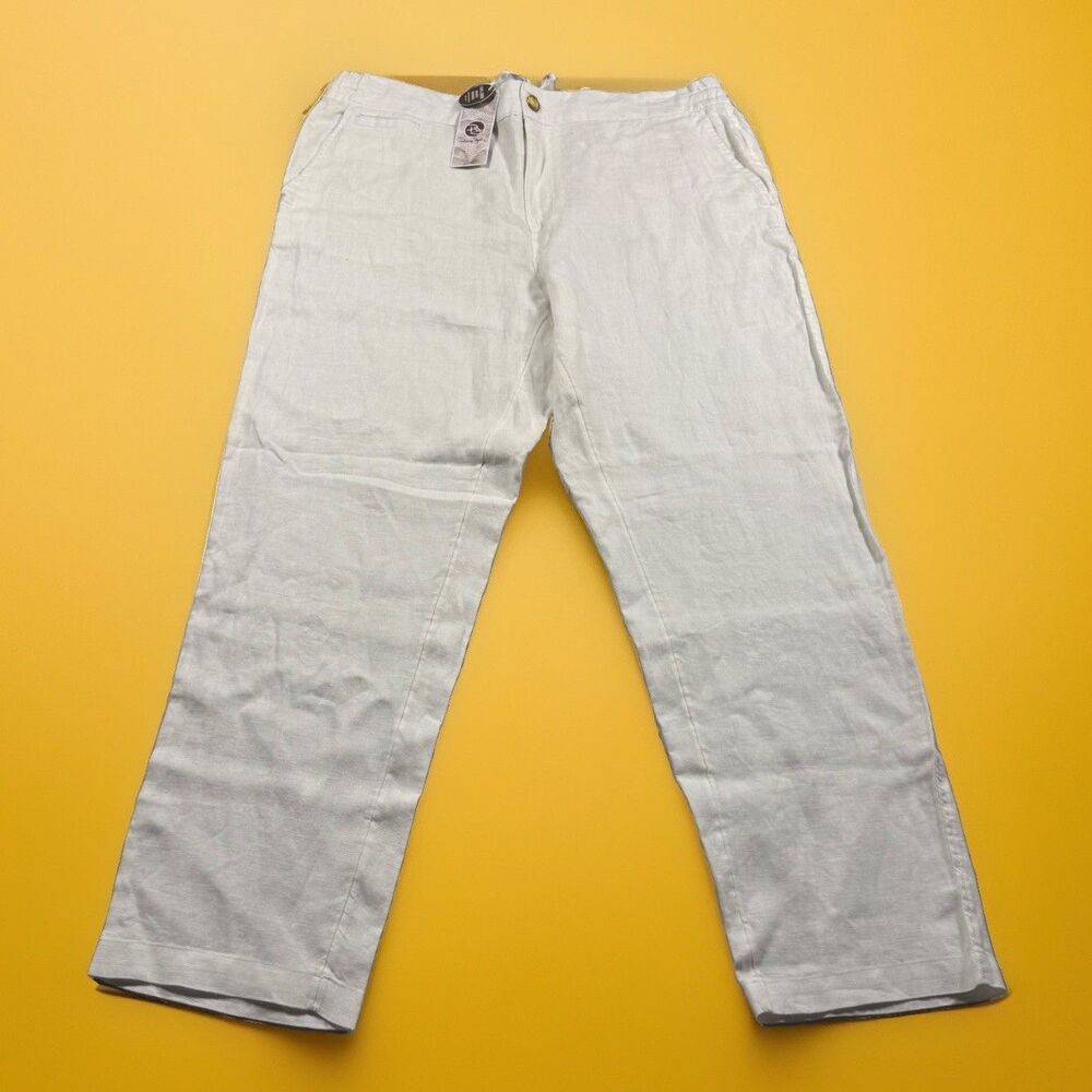Panama Jack Linen Pants Men’s XL (39x31) White Stretch Waist Beach Resort NEW